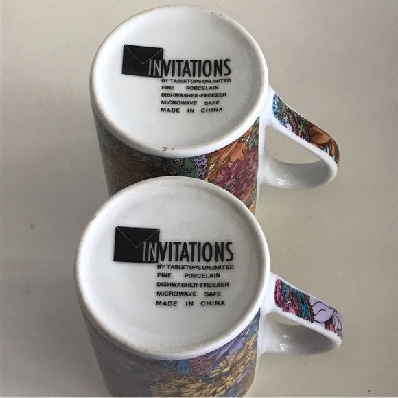 Set of 2 Fine Porcelain Paisley Floral Design Coffee Mugs By Tabletops Unlimited - Picture 13 of 16